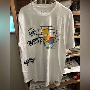NWOT El Barto BART Simpson White Graphic T-Shirt with Cartoon Design